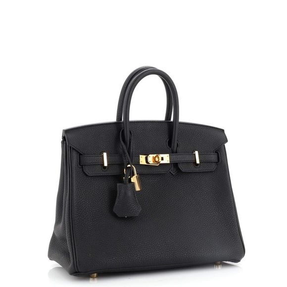 Hermes Birkin Handbag Black Togo with Gold Hardware 25 Black - Picture 3 of 10